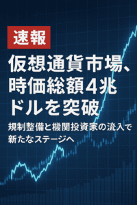 【速報】仮想通貨市場、時価総額4兆ドルを突破 ─ 規制整備と機関投資家の流入で新たなステージへ