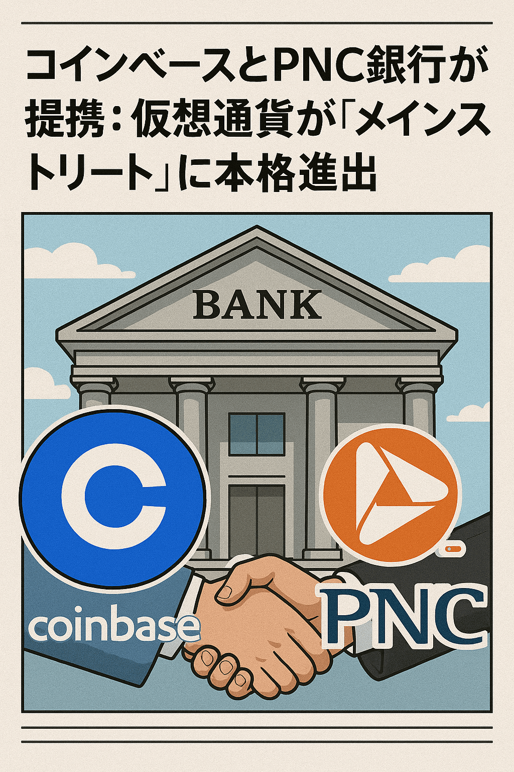🏦 コインベースとPNC銀行が提携:仮想通貨が「メインストリート」に本格進出