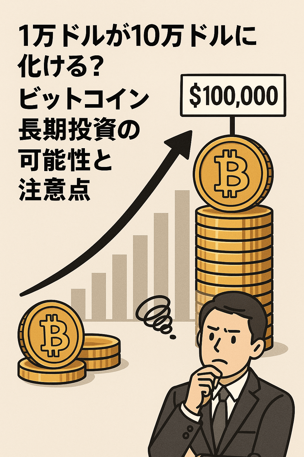 1万ドルが10万ドルに化ける？ビットコイン長期投資の可能性と注意点 コンテンツ開始