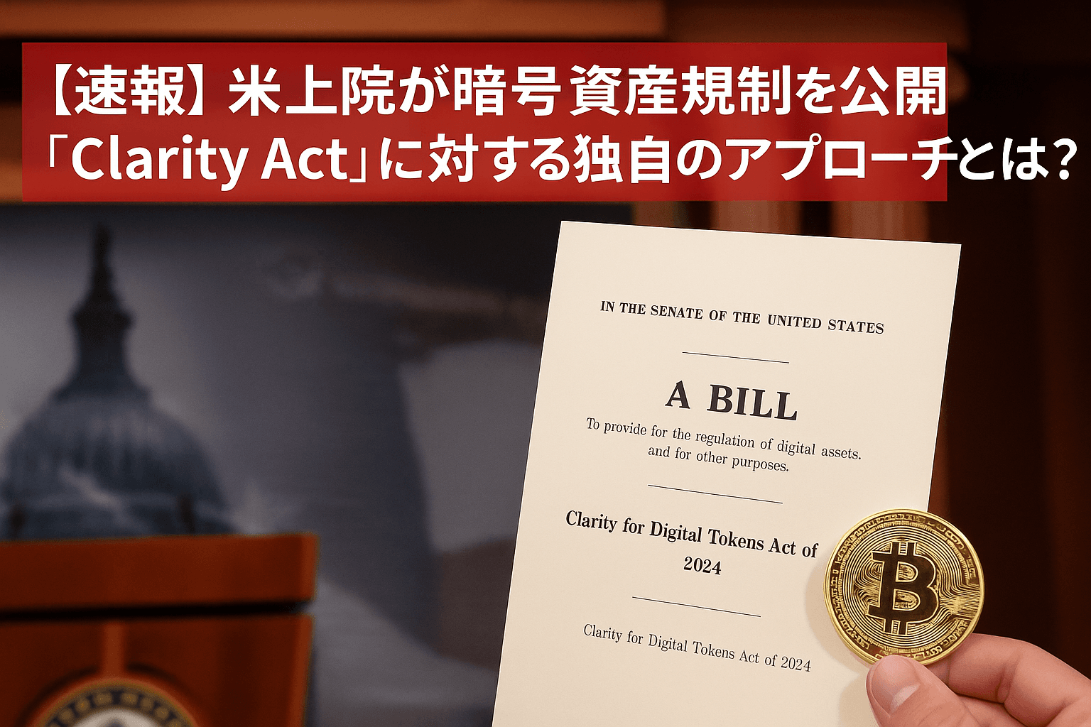 【速報】米上院が暗号資産規制案を公開:「Clarity Act」に対する独自のアプローチとは?