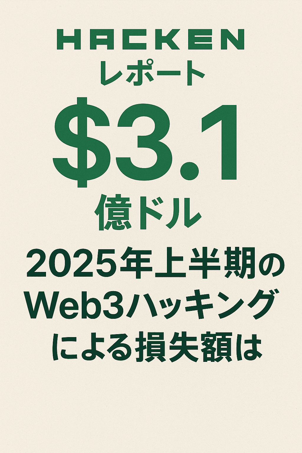 20251019_1504_2025年Web3損失報告_simple_compose_01k7xh1spbene91sba6ny9krk2 Hackenレポート、2025年上半期のWeb3ハッキングによる損失額は31億ドルと発表 コンテンツ開始