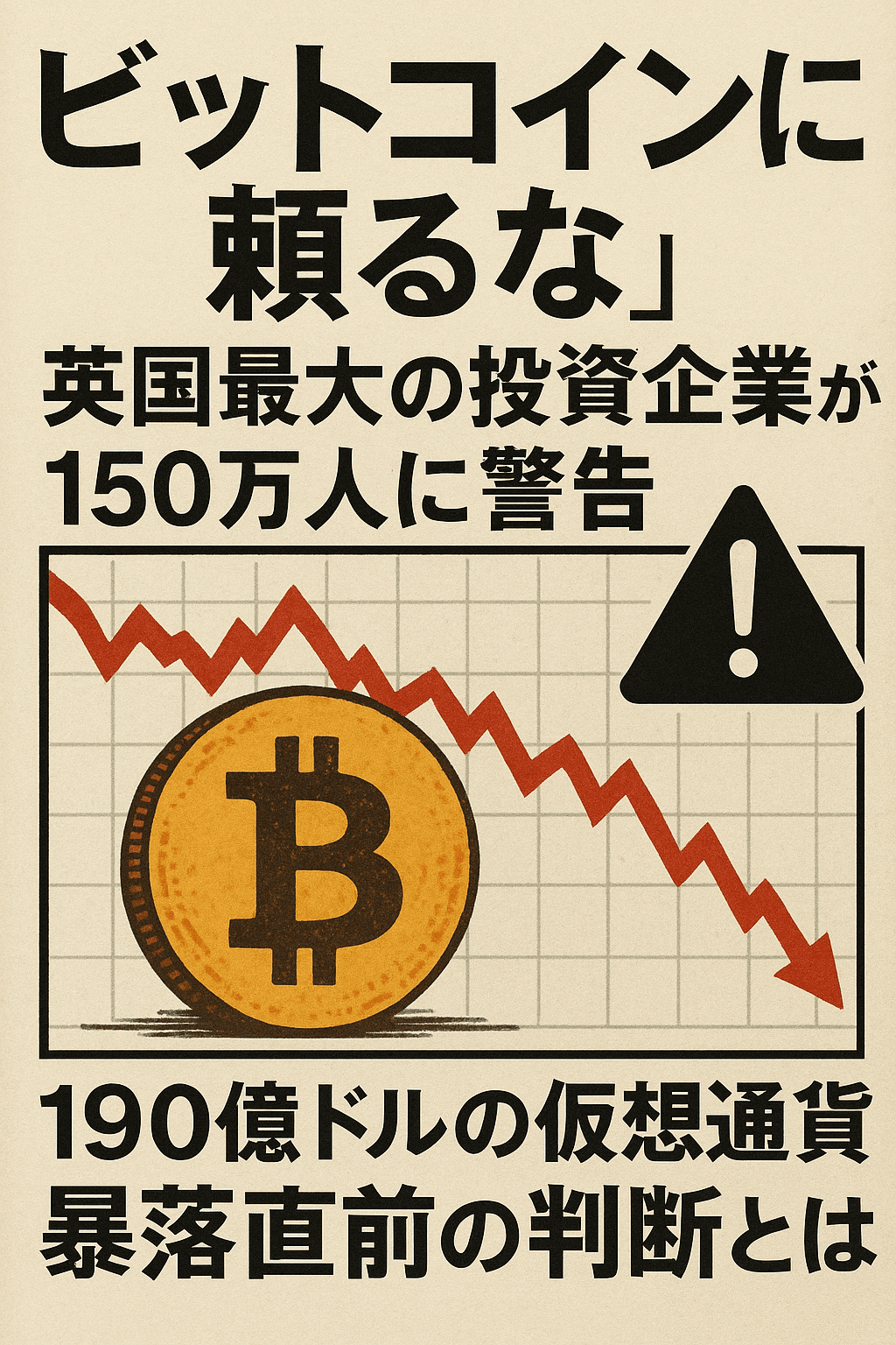 20251104_0736_仮想通貨投資警告_simple_compose_01k95xq0b8fkavpkqys3sdf79c 「ビットコインに頼るな」──英国最大の投資企業が150万人に警告、190億ドルの仮想通貨暴落直前の判断とは