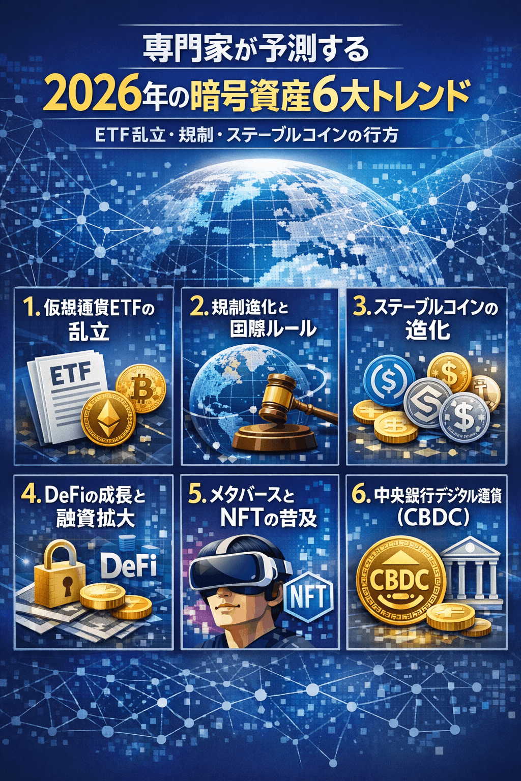 専門家が予測する2026年の暗号資産6大トレンド|ETF乱立・規制・ステーブルコインの行方