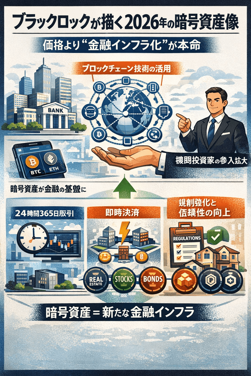 ブラックロックが描く2026年の暗号資産像|価格より金融インフラ化が本命