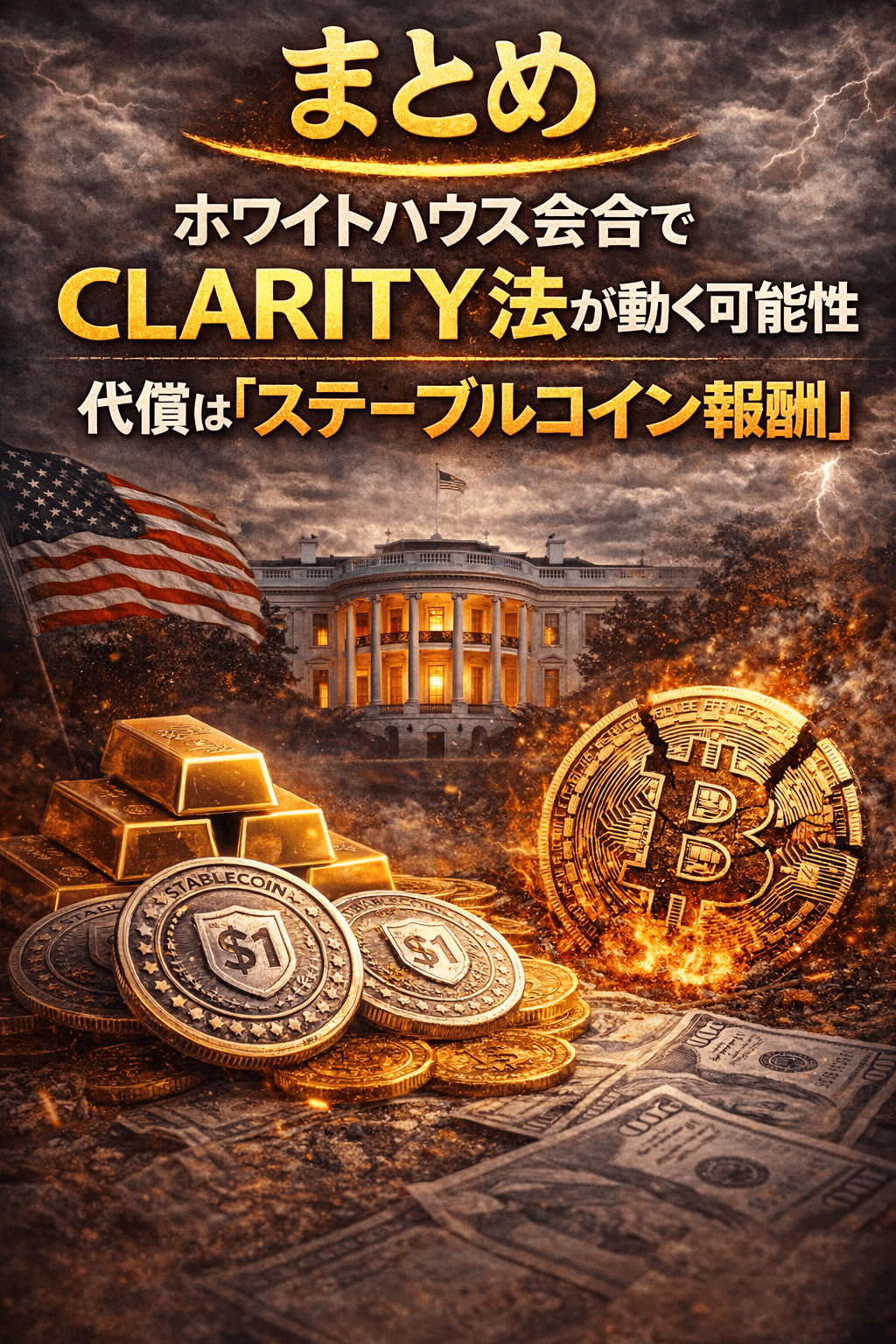 まとめ:ホワイトハウス会合でCLARITY法が動く可能性──代償は「ステーブルコイン報酬」