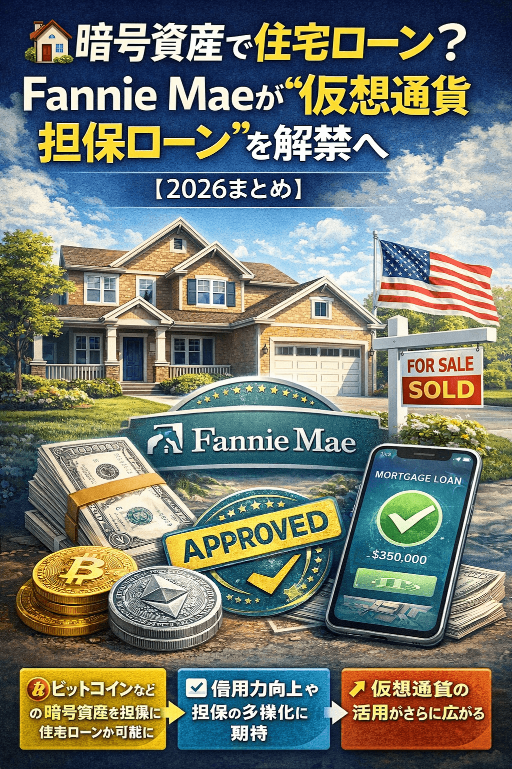 🏠 暗号資産で住宅ローン?Fannie Maeが“仮想通貨担保ローン”を解禁へ【2026まとめ】