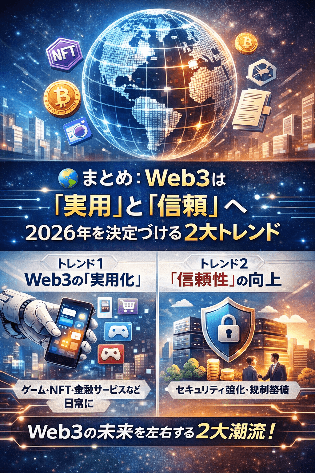 🌐まとめ:Web3は「実用」と「信頼」へ──2026年を決定づける2大トレンド