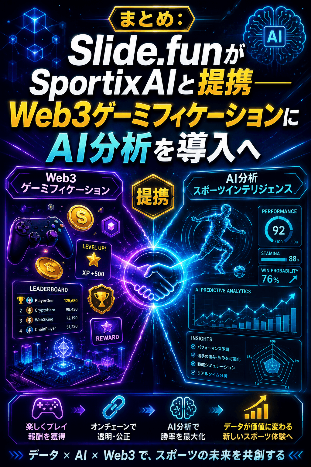 まとめ:Slide.funがSportixAIと提携──Web3ゲーミフィケーションにAI分析を導入へ