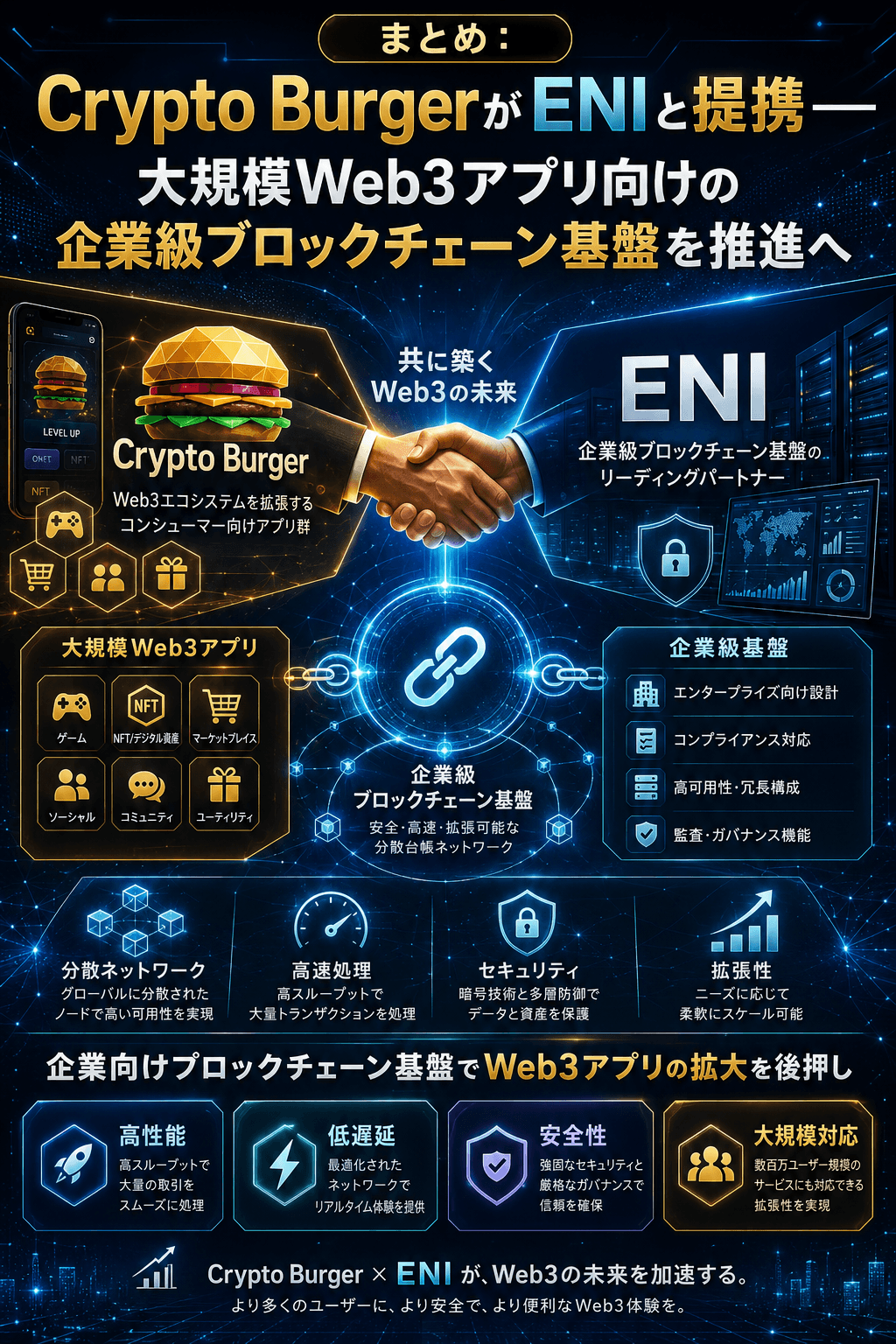 まとめ:Crypto BurgerがENIと提携──大規模Web3アプリ向けの企業級ブロックチェーン基盤を推進へ