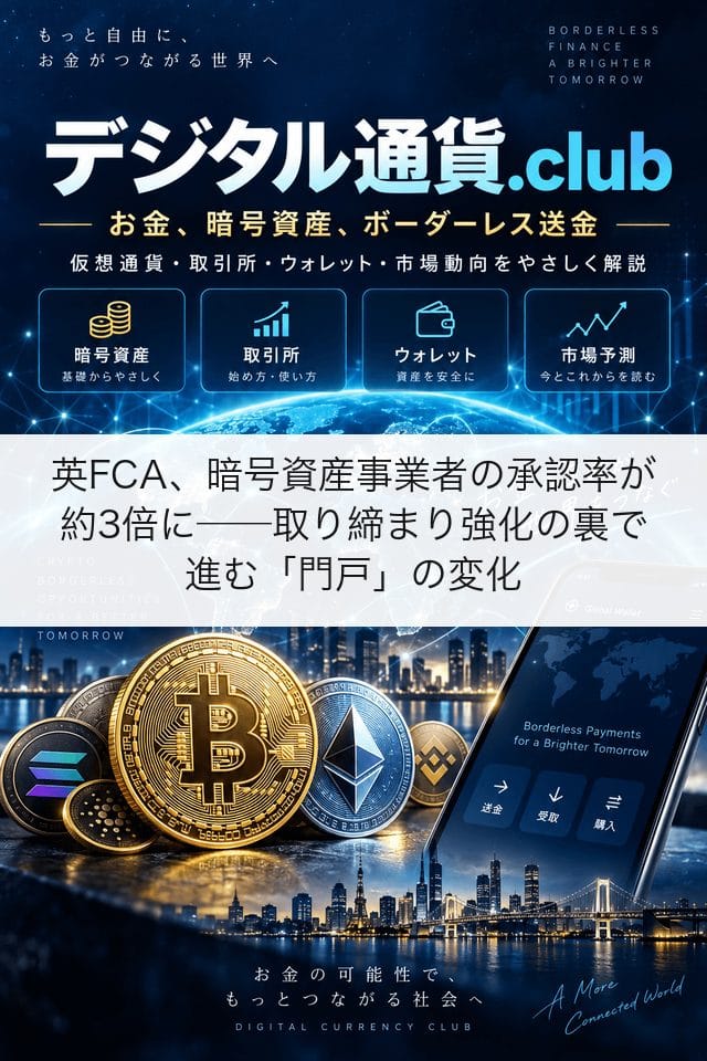 英FCA、暗号資産事業者の承認率が約3倍に──取り締まり強化の裏で進む「門戸」の変化