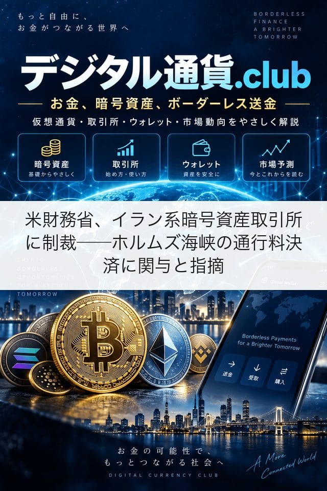 米財務省、イラン系暗号資産取引所に制裁──ホルムズ海峡の通行料決済に関与と指摘