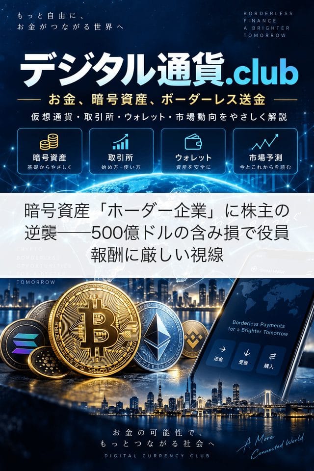 暗号資産「ホーダー企業」に株主の逆襲──500億ドルの含み損で役員報酬に厳しい視線
