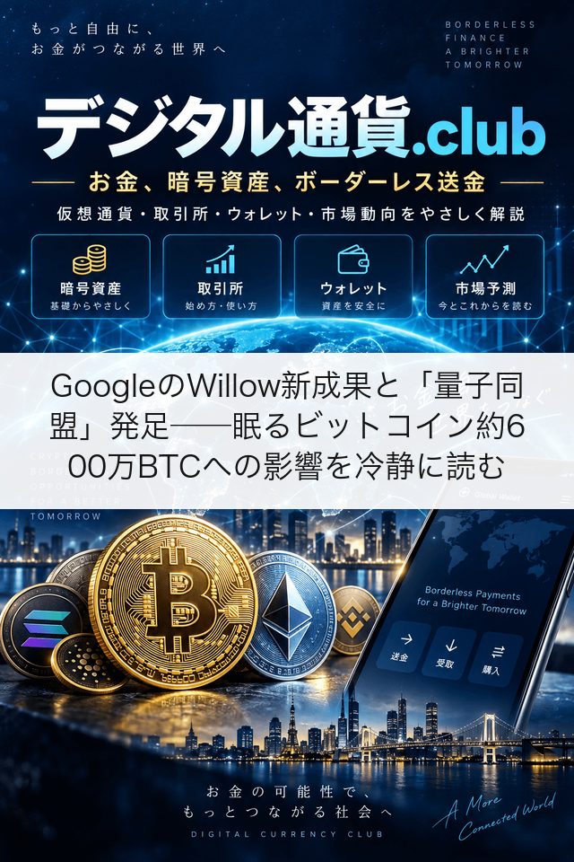 GoogleのWillow新成果と「量子同盟」発足──眠るビットコイン約600万BTCへの影響を冷静に読む