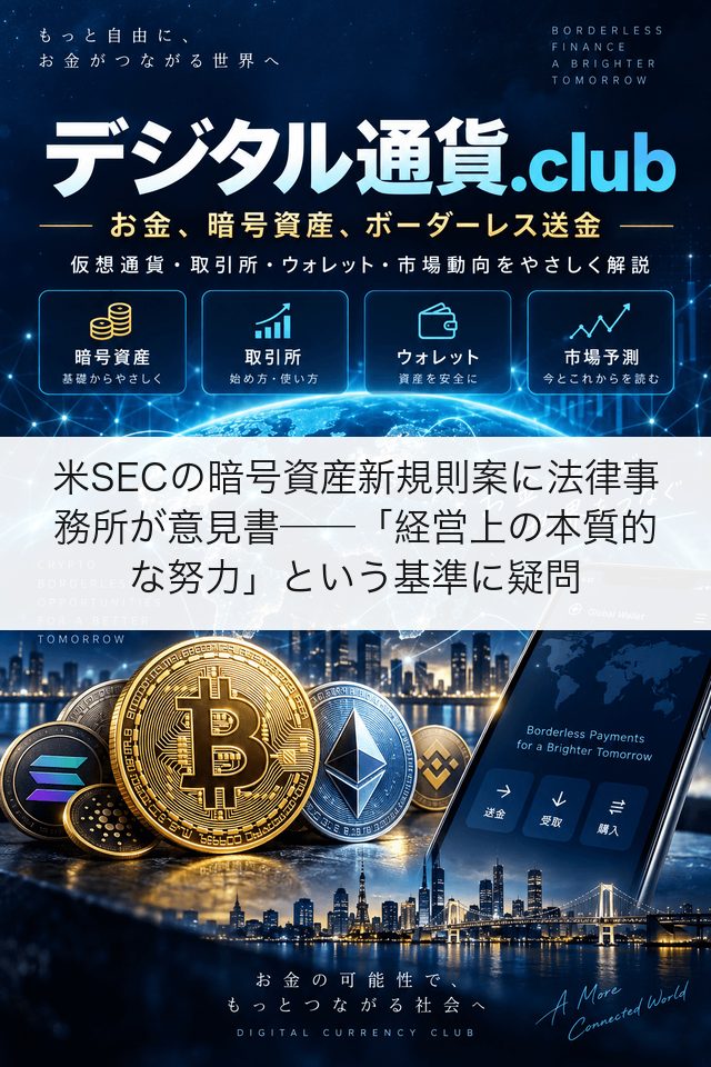 米SECの暗号資産新規則案に法律事務所が意見書──「経営上の本質的な努力」という基準に疑問