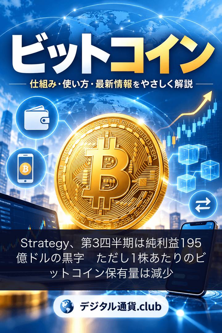 Strategy、第3四半期は純利益195億ドルの黒字　ただし1株あたりのビットコイン保有量は減少