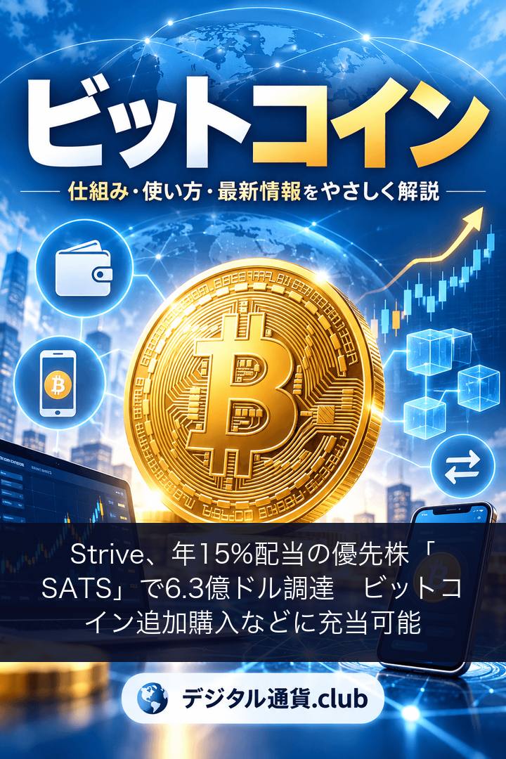 Strive、年15%配当の優先株「SATS」で6.3億ドル調達 ビットコイン追加購入などに充当可能