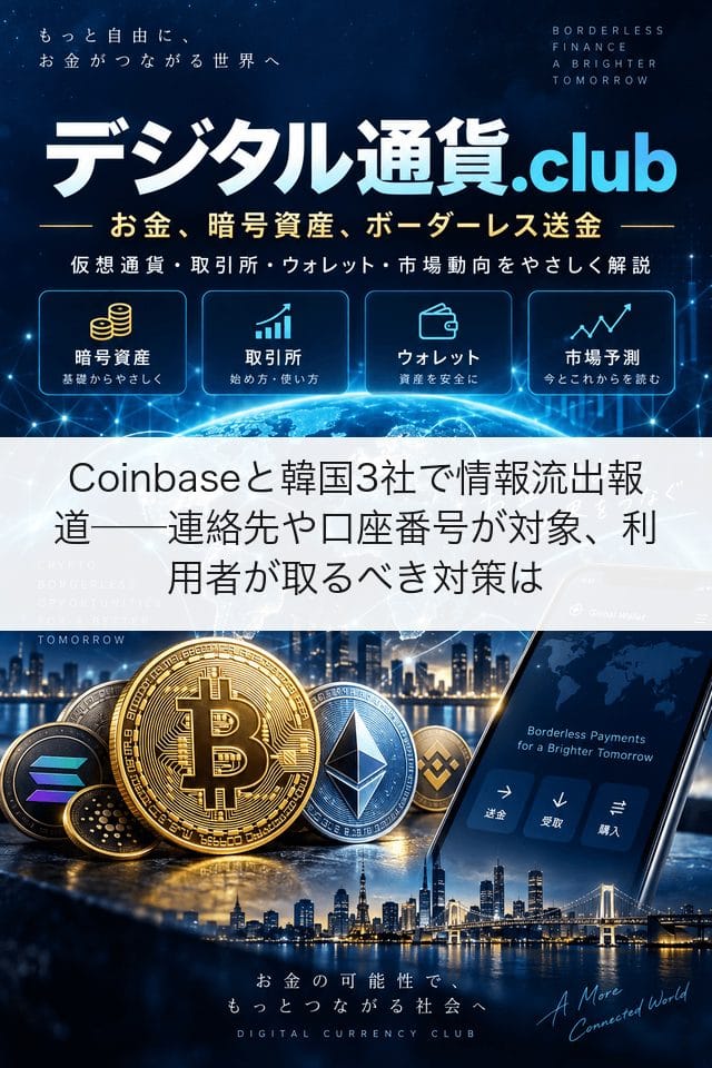 Coinbaseと韓国3社で情報流出報道──連絡先や口座番号が対象、利用者が取るべき対策は