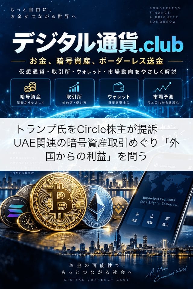 トランプ氏をCircle株主が提訴──UAE関連の暗号資産取引めぐり「外国からの利益」を問う